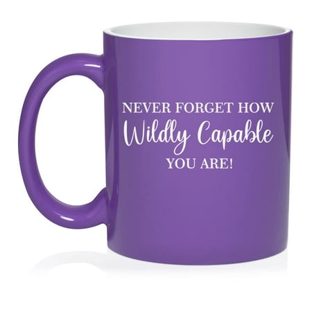 

Wildly Capable Inspirational Motivational Self Care Love Gift Ceramic Coffee Mug Tea Cup Gift for Her Him Friend Coworker Wife Husband (11oz Purple)