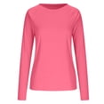 thumbnail image 2 of Women's Long Sleeve Zipper Shirt Top Blouse Solid Color Casual Daily Wear Loose Fit Sun Protection with Pockets Fashion Essential Gift for Women | CSEONE,Hot Pink L, 2 of 5