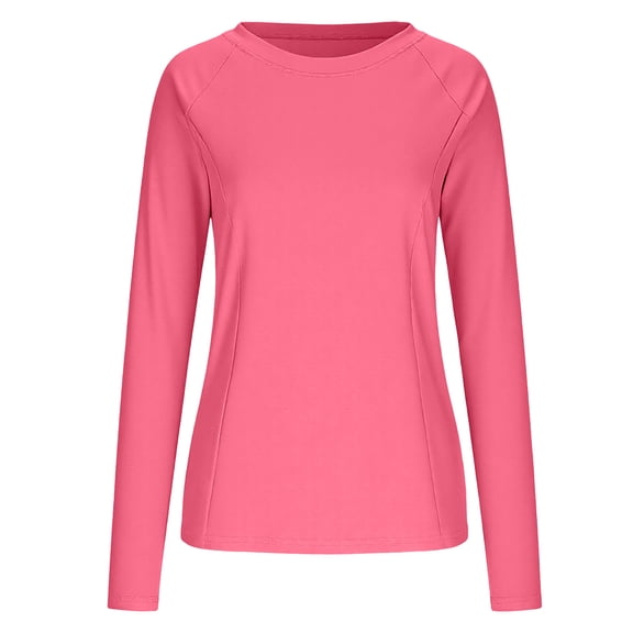 Enjoytime Women Tops Solid Color Crewneck Long Sleeve Shirt Spring Fashion Casual Basic Tee Shirts 2026