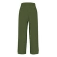 thumbnail image 6 of Jxximdong Pants for Women Women Solid Straight Solid Elastic Pants Long Linen Women Waist Cotton Casual Slit Trouser Legs Pants Green S Trousers, 6 of 6