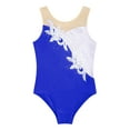 thumbnail image 3 of Miutii Kids Girl's Gymnastic Ballet Dance Leotard Unitard Mesh Splice Shiny Skating Jumpsuit Dance Wear Royal Blue 4, 3 of 5
