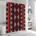 thumbnail image 5 of Red Black Boho Shower Curtain Set - Extra Long 72" x 96" Washable Bathtub Curtain with 12 Hooks, Geometric Vintage Abstract Art Waterproof Fabric Stall Shower Curtains for Bathroom/Bathtub Décor, 5 of 6