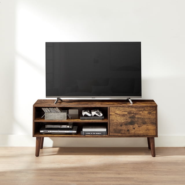 VASAGLE Mueble de TV, Mesa de TV, para televisores de hasta 55 Pulgadas, Largo de 120 cm, para Salón, Dormitorio, Marrón Rústico