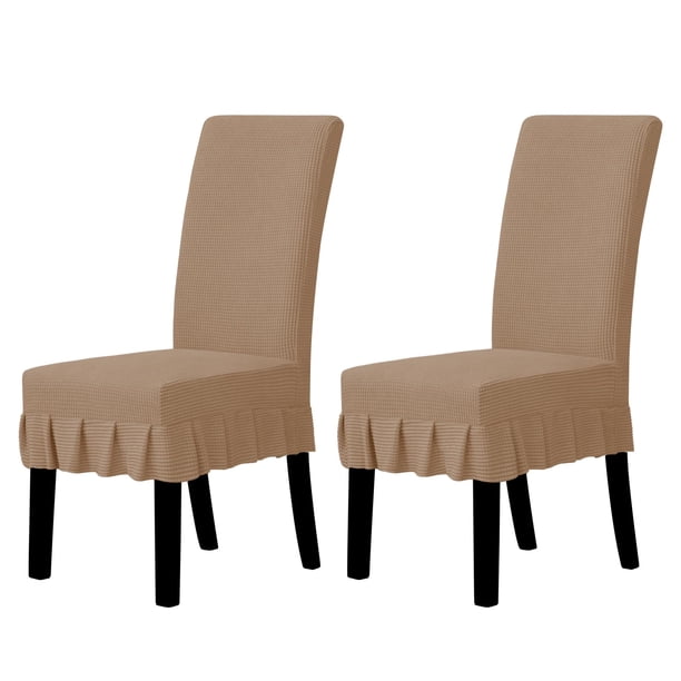 Fundas elásticas para sillas de comedor, fáciles de usar, camel, 2 unidades