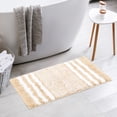 thumbnail image 4 of Unique Bargains 2 Pcs Microfiber Fluffy Striped Bath Rugs Non-Slip Absorbent Floor Mat Beige 20" x 32"/16" x 24", 4 of 6