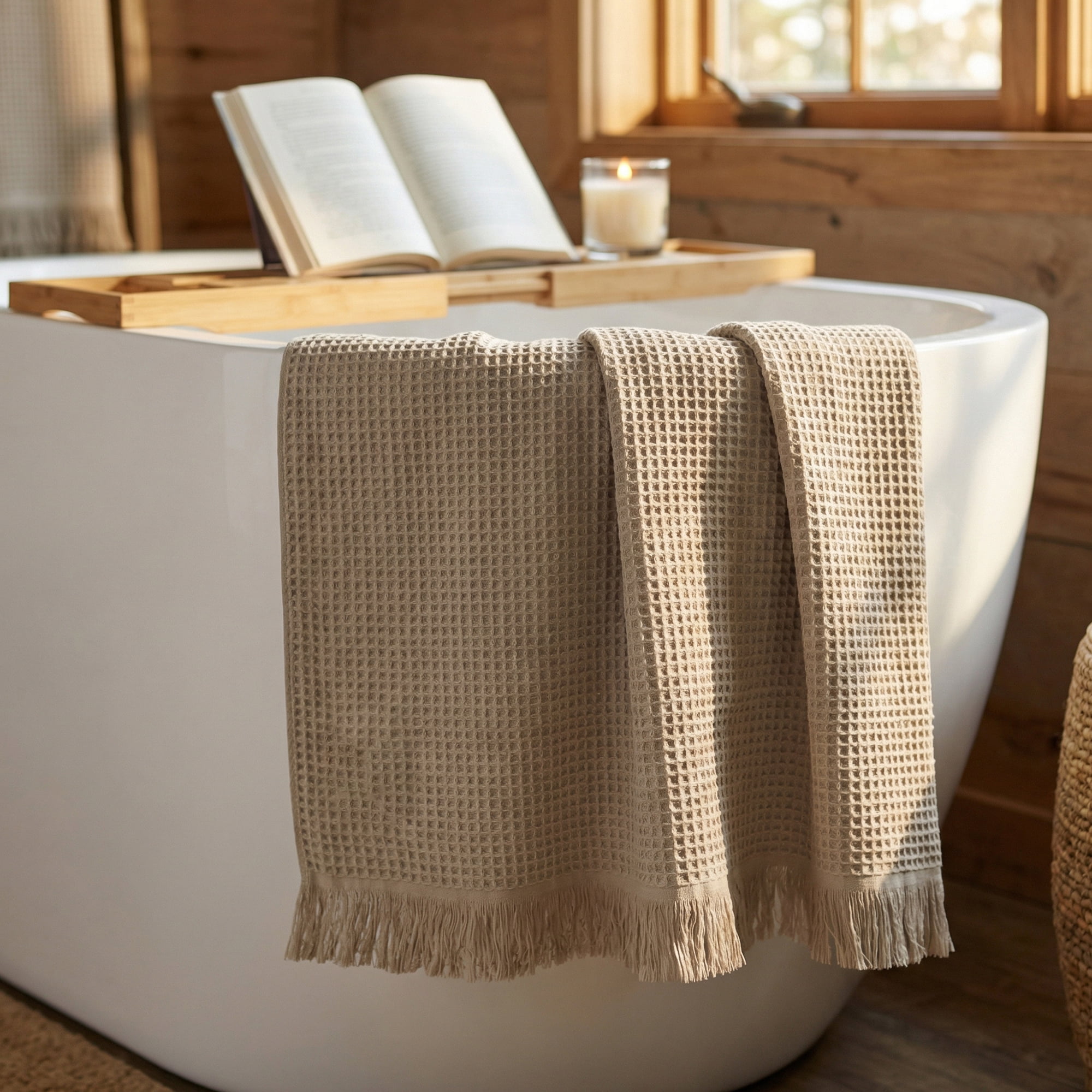 Unique Bargains Absorbent Bath Towel 2 Pack Camel/Green 71" x 35"/55" x 28"