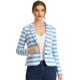 thumbnail image 1 of Blazer a rayas con cierre de botón y bolsillo con solapa con muesca para mujer Azul Claro S, 1 of 6