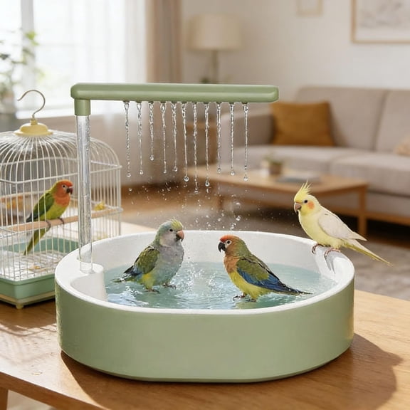 Parrot Shower, Automatic Parakeet Bird Bath for Cage Indoor,Parrot Bird Shower Budgie Bath Guard, Pet Accessory, Automatic Circulating Water Bathtub for Pet, Lovebird, Finches, Conure(xxw)