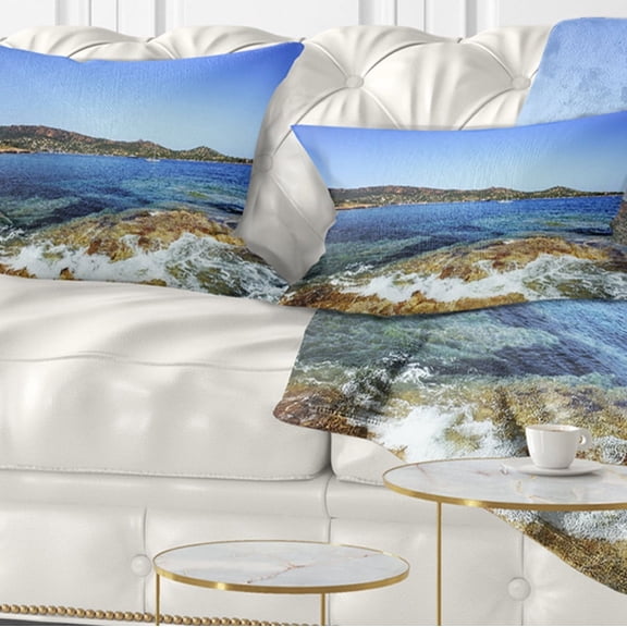 Designart Agay Bay in Esterel Rocks Beach - Oversized Beach Throw Pillow - 12x20