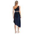 thumbnail image 2 of Doomiva Women's Lyrical Dance Dress Rhinestone Crop Top with Skirted Leotard Ballet Dance Outfit Navy Blue S, 2 of 7