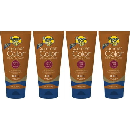 4 Pack Banana Boat Summer Color Self-Tanning Lotion, Deep Dark Color 6oz (The Best Tanning Lotion To Get Dark Fast)