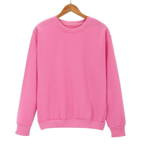 Ounisa Pullover Tops 2025 for Women Solid Color Hatless Long Sleeve Round Neck Short Sweatshirt Top Hatless Fall Casual Crewneck