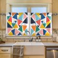 thumbnail image 2 of Yayeee Kitchen Curtains Tier Set of 2 Light Filtering 57"x24" Over Sink Window Panels, Red Triangles, 2 of 7