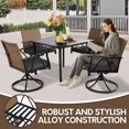 thumbnail image 5 of Homefun Patio Dining Set of 5 Outdoor Wicker Swivel Rocker Chairs With Cushions Steel Table Top Backyard Garden Poolside, 5 of 6
