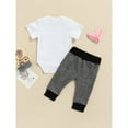 thumbnail image 4 of Canrulo 2pcs Newborn Baby Boys Clothes Letter Printing Short Sleeve Romper Tops Pants Set Gray Black 0-3 Months, 4 of 7