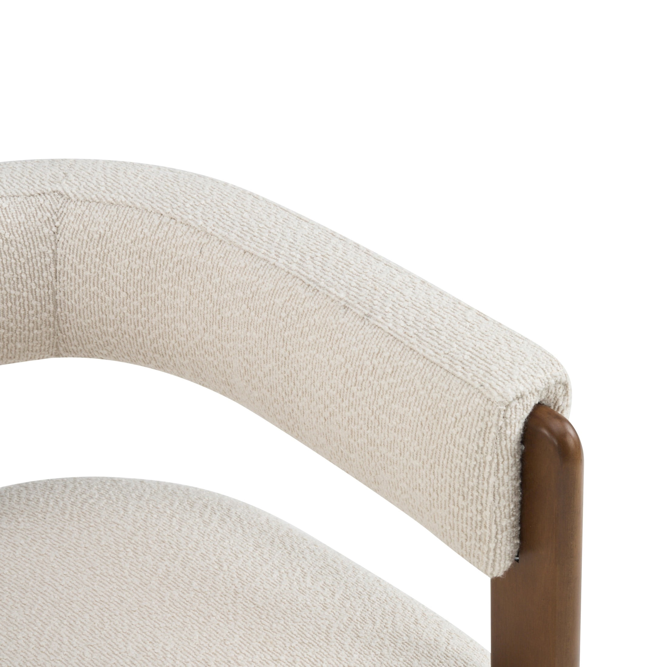 Christopher Knight Home Set of 2 Modern Boucle Dining Chairs with Curved Open Back, Beige+Dark Walnut