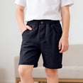thumbnail image 7 of qucoqpe Boys Summer Casual Shorts Trendy Elastic Waist Comfy Straight Leg Loose Cuffed Hems Solid Color Buttons Shorts for Kids with Pockets, 7 of 7