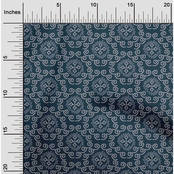 oneOone Cotton Cambric Navy Blue Fabric Ethnic Bandhani Sewing Fabric By The Yard Printed Diy Clothing Sewing Supplies 56 Inch Wide