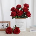 thumbnail image 4 of Black Fake Roses Artificial Flowers - 10 Pcs Fake Artificial Roses Silk Flowers with Stems for Home Wedding Hotel Office Centerpiece Decor, 4 of 5
