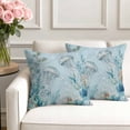 thumbnail image 3 of Set of 2 Summer Coastal Pillow Covers 18x18 Inch, Ocean Jellyfish Nautical Coral Eucalyptus Leaves Decorative Throw Pillow Cases Cotton Cushion Covers for Sofa Couch Bed Living Room Home Decor, 3 of 9