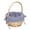 Blue Checkered, variant on Small Willow Basket with Blue Gingham Liner, Handwoven Wicker Picnic Basket for Kids, Cute Easter Egg Hunt Basket with Handle, Blue Checkered