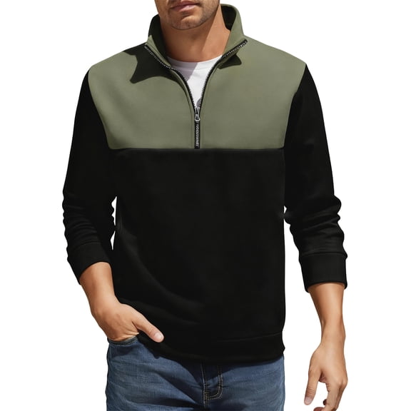 Men's Quarter Zip Utility Fleece Pullover Military Camouflage Quilted Sweater Slim Fit Turtleneck Warm Dress Sweatshirt, Durable and Functional, Ideal for Outdoor Adventures,Army Green,L