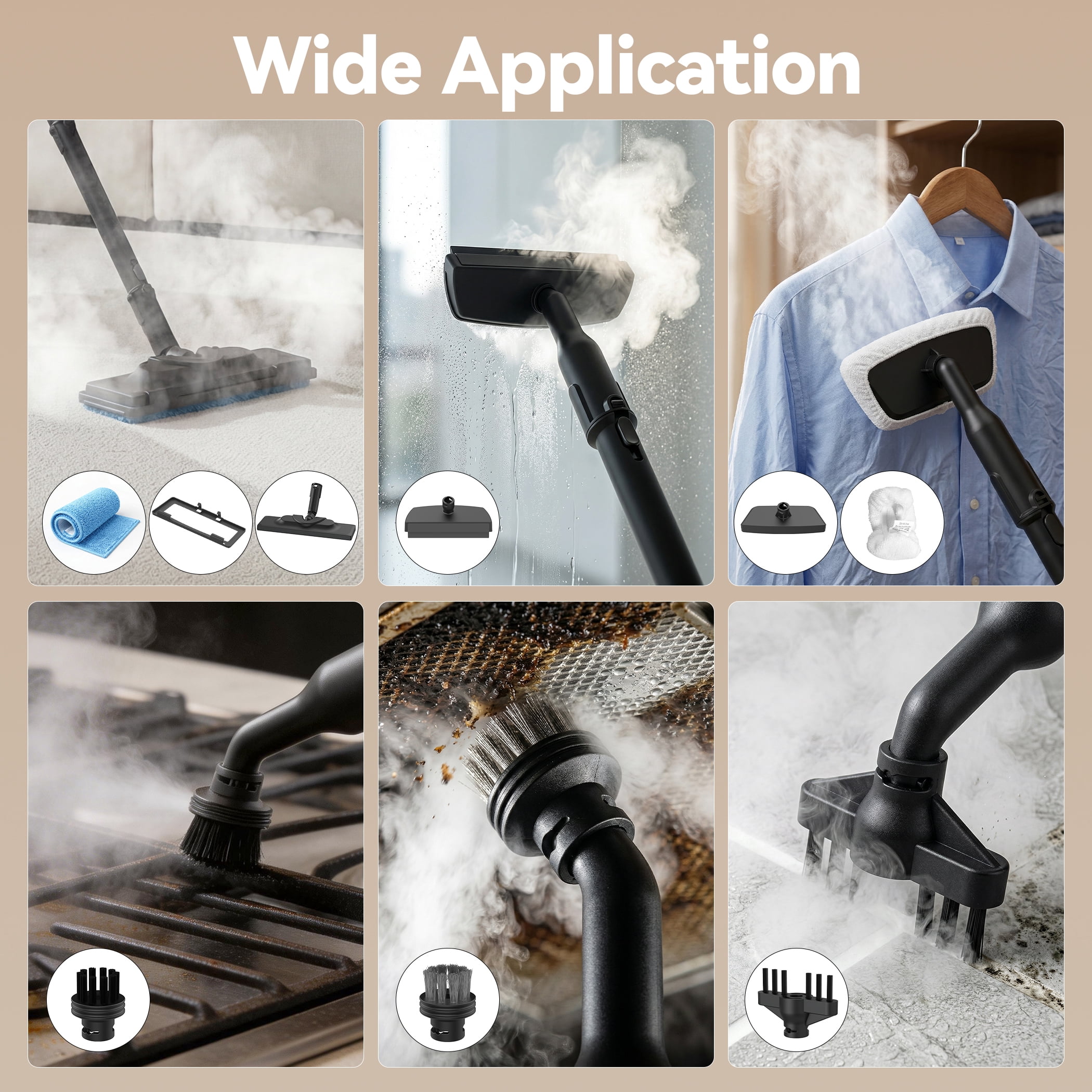 Hivroo Steam Cleaner,Multi-Surface Steam for Deep Cleaning Home, Kitchen, Floor, Window, Car Seat, Carpet, Tile, Grout