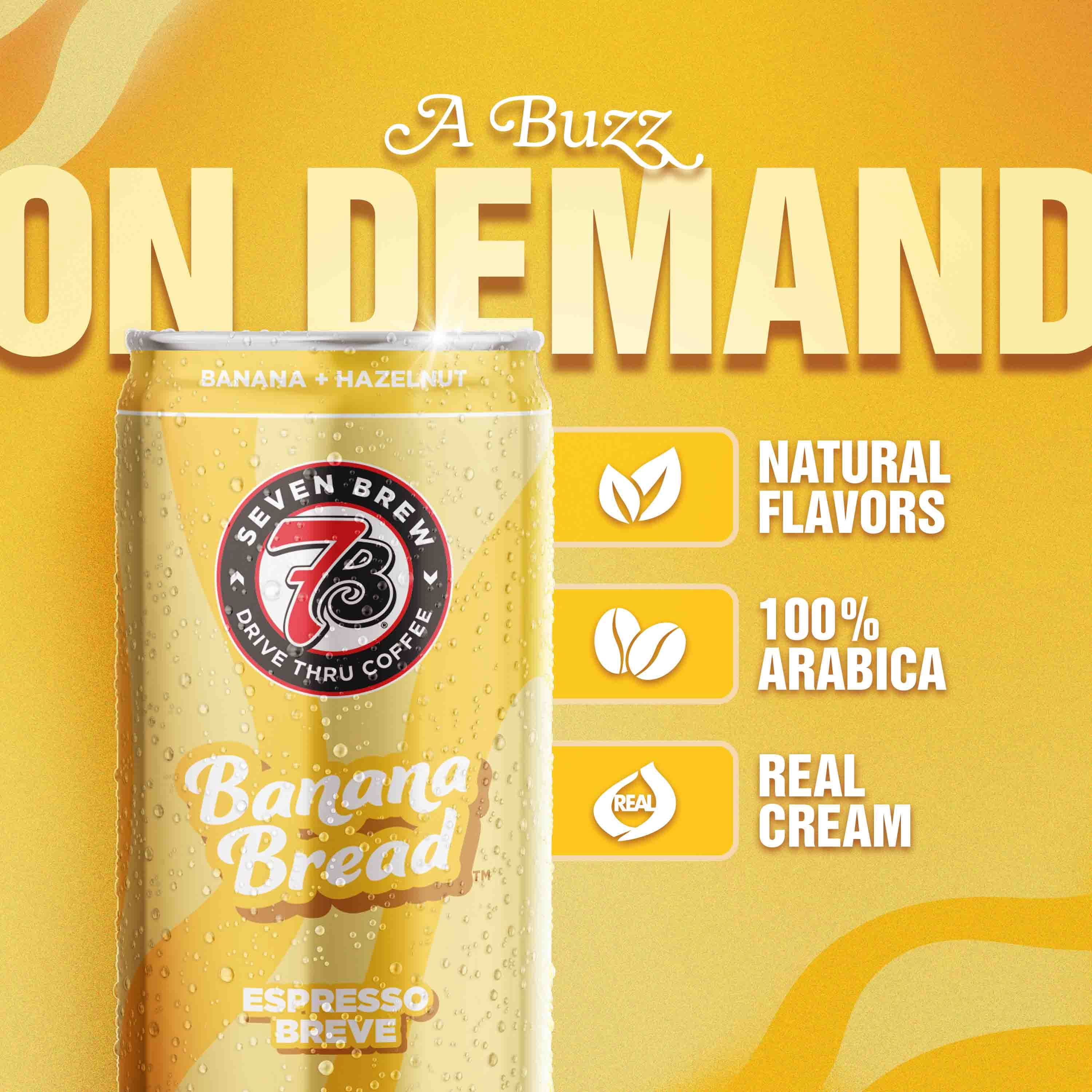 (12 pack) 7 Brew Banana Bread Chilled Espresso Breve Ready to Drink Coffee, 11 fl oz Can
