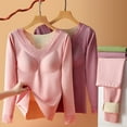 thumbnail image 6 of Kcodviy Women'S German Velvet Seamless Thermal Underwear Solid Color Slim Bottom Outer Wear Thick Warm Long Sleeves Top With Chest Pad Thermal Top Women Pack Men Thermals Top And Bottom Set Men Therma, 6 of 9