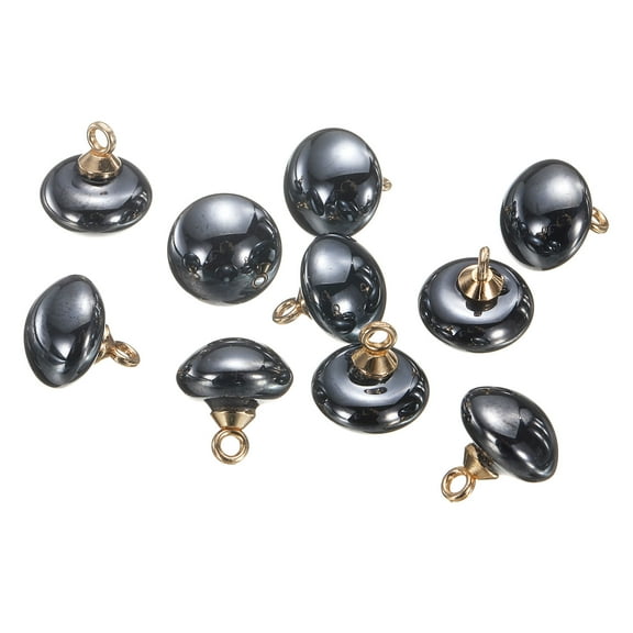 Uxcell 10pcs 16L Round Black Faux Pearl Buttons 10mm 3/8" Gold Metal Shank Sewing Buttons Replacement DIY Small Button for Sewing Clothing Bridal Wedding Dress DIY Crafts