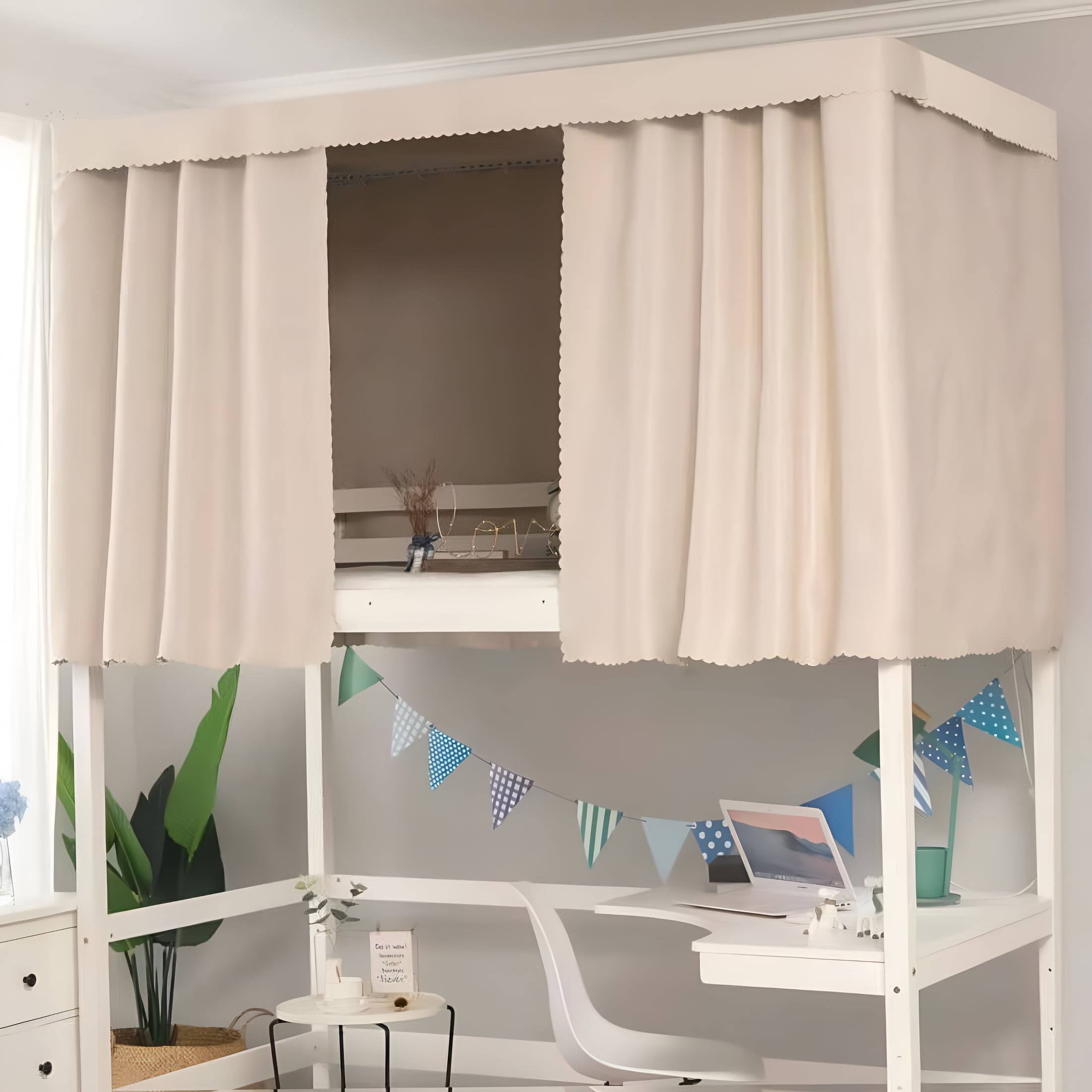 AUQ 2026 New Solid Thicken Blackout Bed Curtains,Bed Canopy for Single Sleeper,For Bedroom,Dorm,Room,2 Panels