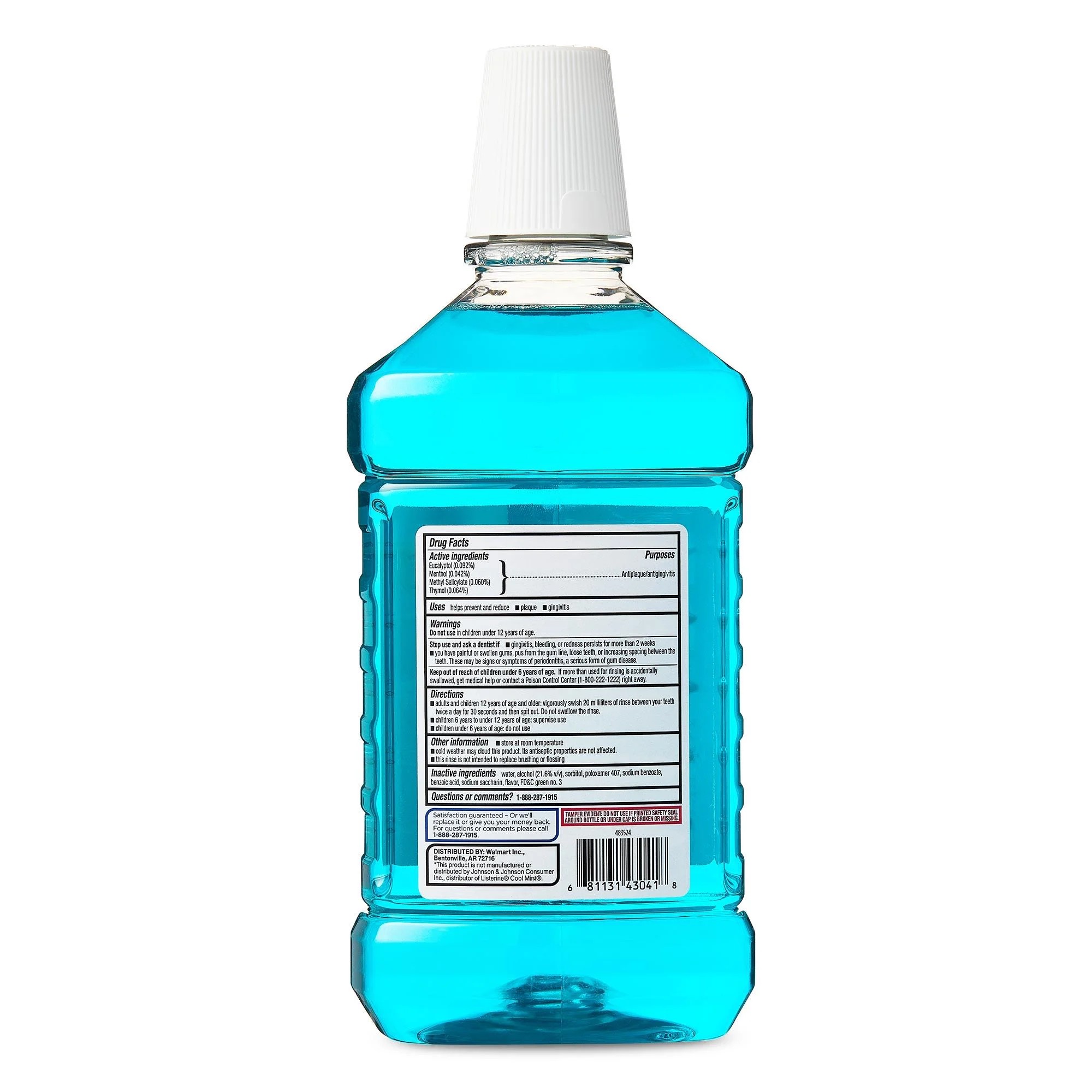 Equate Enjuague Bucal Antiséptico, Menta Azul, 1.5 L 6