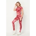 thumbnail image 2 of Tie Dye 2 Piece Leggings and Short Sleeve Crop Top Set Burgundy S/M, 2 of 2