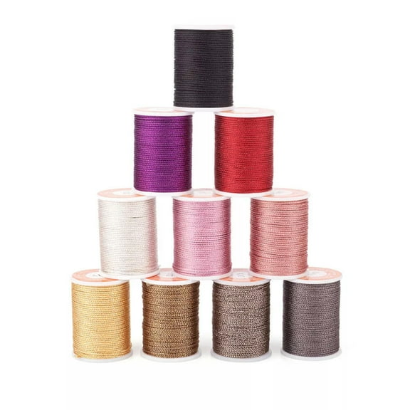 U8MO 10 Roll Metallic Tinsel Cord Polyester Braided String Jewelry Craft Thread 1mm