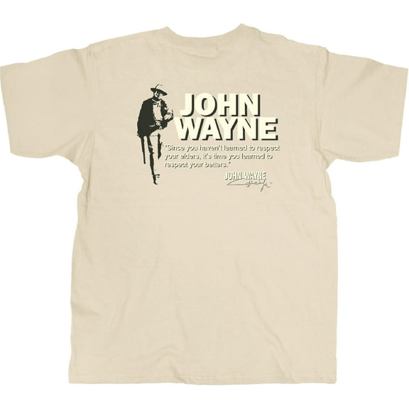 John Wayne Respect Your Elders Men's T-Shirt, Sand, Medium