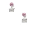 thumbnail image 2 of Delight Jewelry Silvertone Drum Pink Crystal Clip on Earrings, 2 of 5