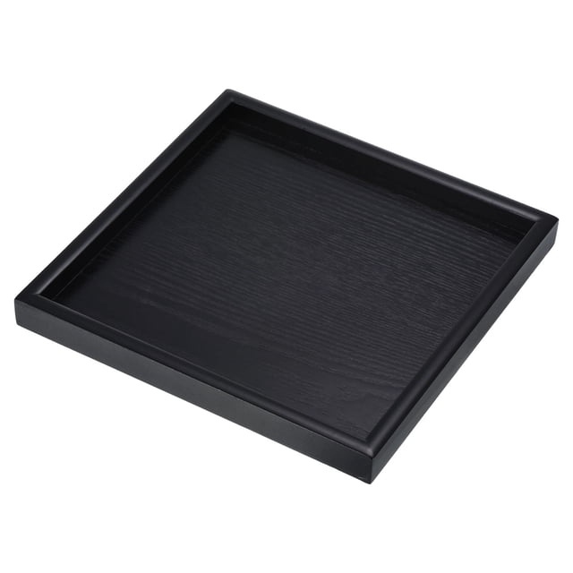 Bandeja de servicio cuadrada de madera Uxcell de 9.4" Platter decorativo para el hogar y la cocina, vela, negra