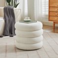 thumbnail image 3 of Zesthouse 20.1" Wide Round Storage Ottoman, Velvet Tufted Ottoman Footstool for Living Room Bedroom, White, 3 of 13