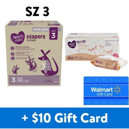 [$10 Savings] Parents Choice Diapers Mega-Box with Parent's Choice Baby Wipes, Shea Butter, 800ct and Free $10 Gift Card