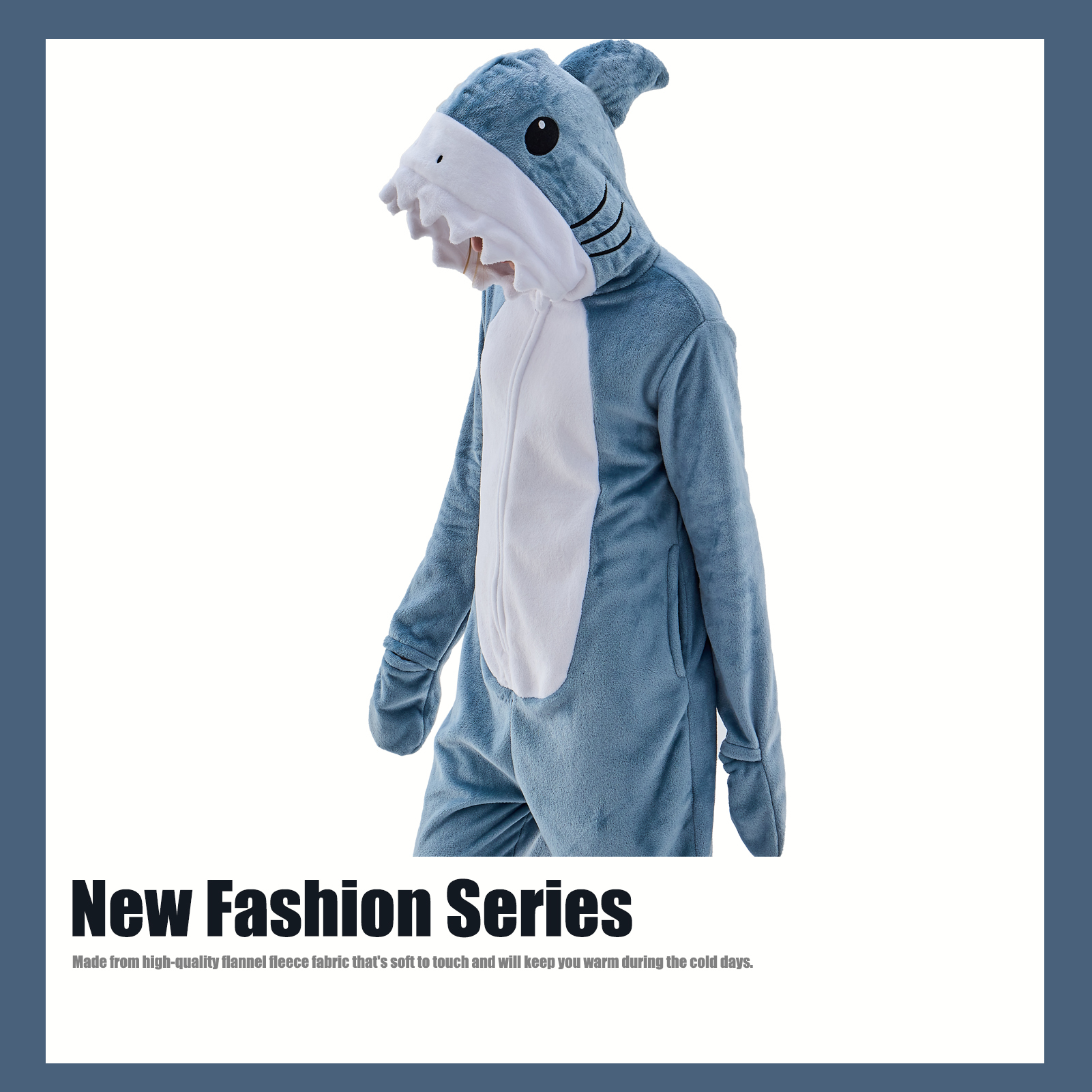JUOLOET Unisex Adult Shark Onesie Pajama Costume photo 5