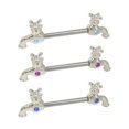 thumbnail image 1 of Faucet Nipple Rings Surgical Steel with CZ Jewels - 6 Colors Available, 1 of 2
