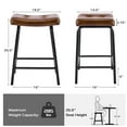 thumbnail image 4 of 25" Saddle Counter Stools Set of 6, Tufted Faux Leather Counter Height Bar Stools with Metal Legs for Kitchen Island, Yellow Brown, 4 of 9