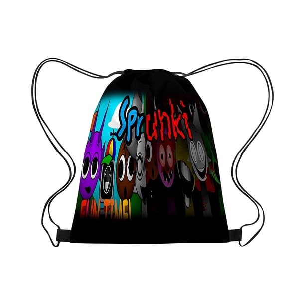 Mochilas Sprunki para niños Caja Sprunki Bolsa con cordón Mochila con cordón portátil de gran capacidad Mochila impermeable