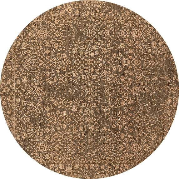 Ahgly Company Indoor Round Oriental Brown Industrial Area Rugs, 7' Round