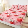 thumbnail image 3 of Castle Fairy Red Strawberry Twin Sheet Sets for Teens,Kawaii White Bowtie Bedding, 3 of 7