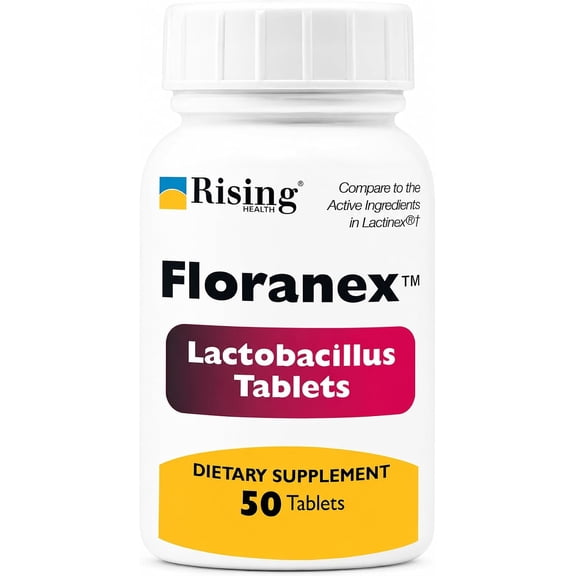 Rising Health Floranex™ Lactobacillus Probiotic Dietary Supplement Tablets for Digestive & Gut Health, Daily Probiotic Support - 50 Tablets