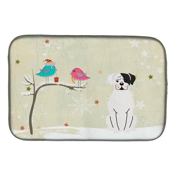 Christmas Presents between Friends White Boxer Cooper Dish Drying Mat