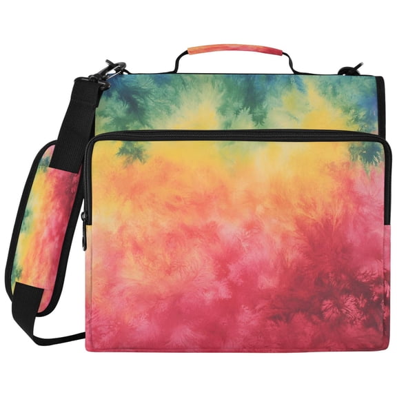 ALAZA Zipper Binder Blue and Red Tie Dye Pattern 2 inch 3 Ring 500 Sheet Capacity Trapper Keeper File Folder Organizer Bag