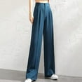 thumbnail image 6 of Idoravan Women's Plus Size Pants Clearance Womens Fashion Casual Full-Length Loose Pants Solid High Waist Trousers Long Straight Wide Leg Pants, 6 of 8