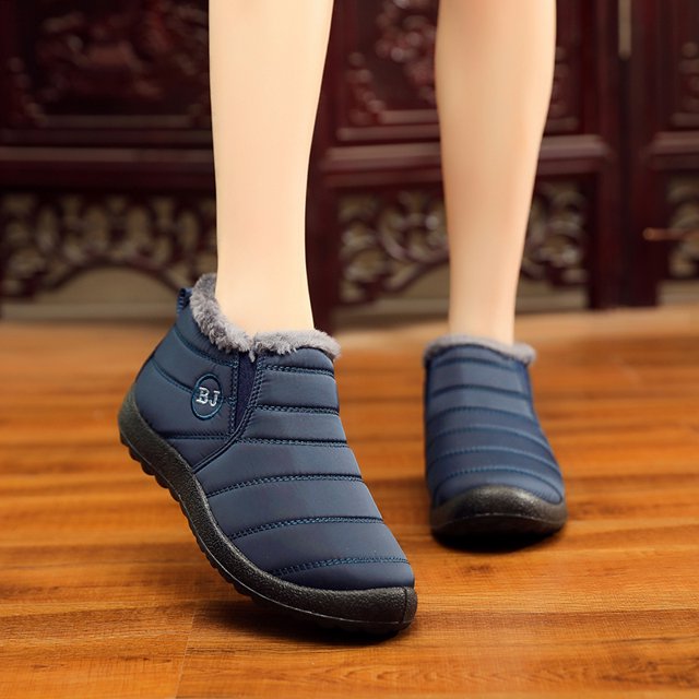 Botas de nieve para mujer Zapatos de invierno Botines de piel de felpa cálidos Zapatos planos s CACAGOO Botas de nieve para mujer